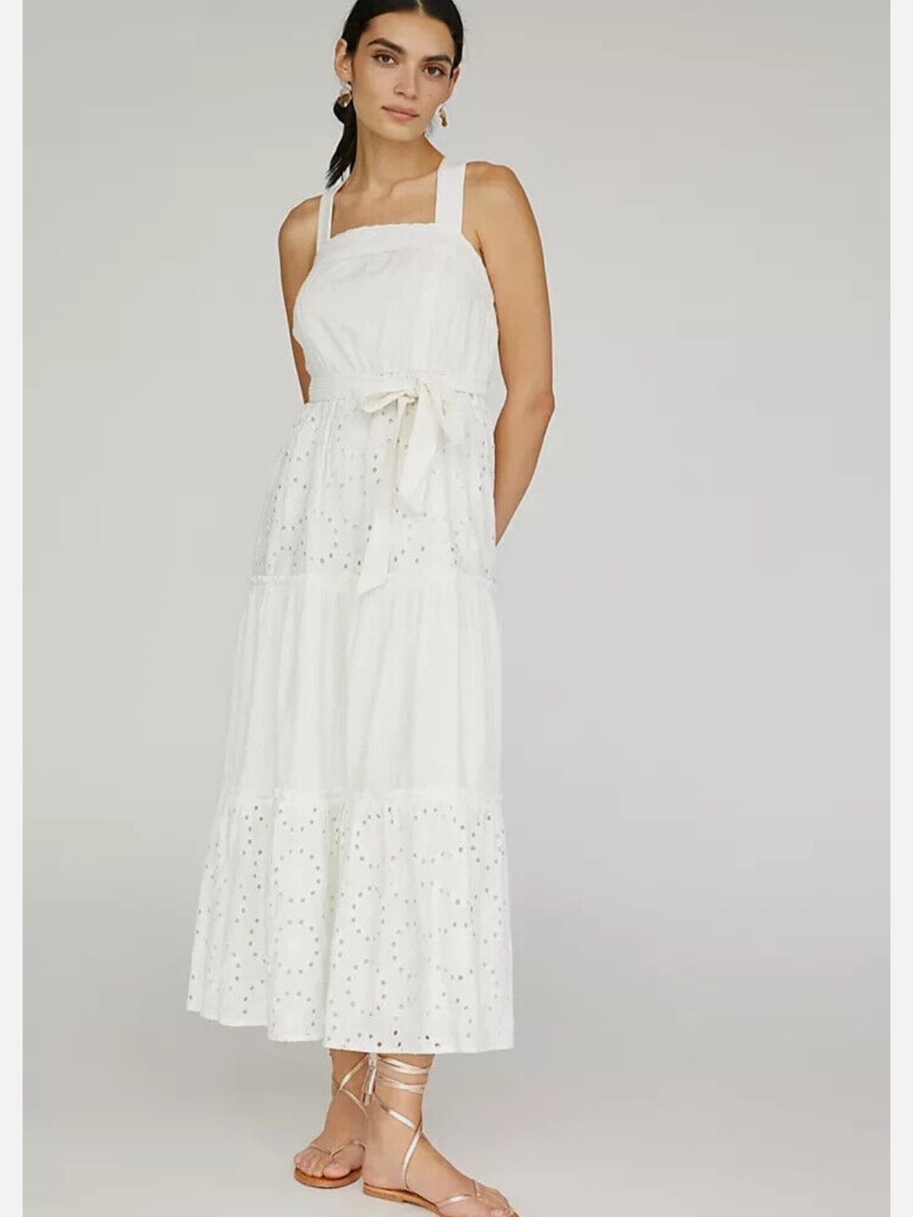 Anthropologie Porridge White Eyelet Maxi Dress